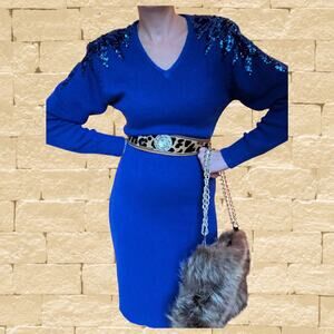 Vintage Sequin Sweater Dress